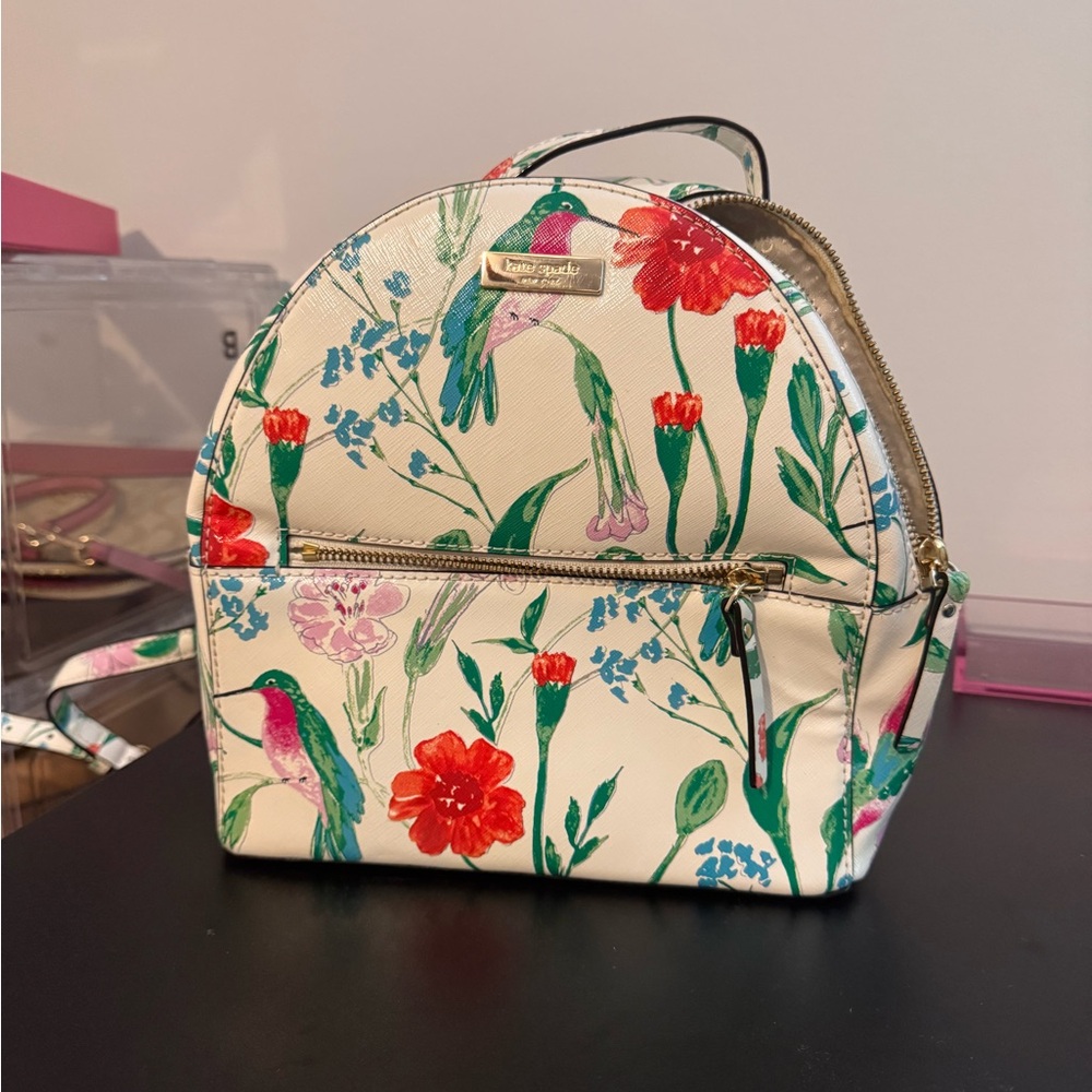Kate Spade Cream Backpack with Floral Design